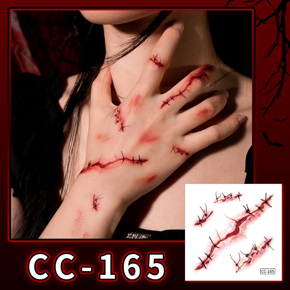 Nuovi Tatuaggi Impermeabili di Halloween Horror Cicatrice Faccia - Adesivi Trucco Opachi per Feste Festival