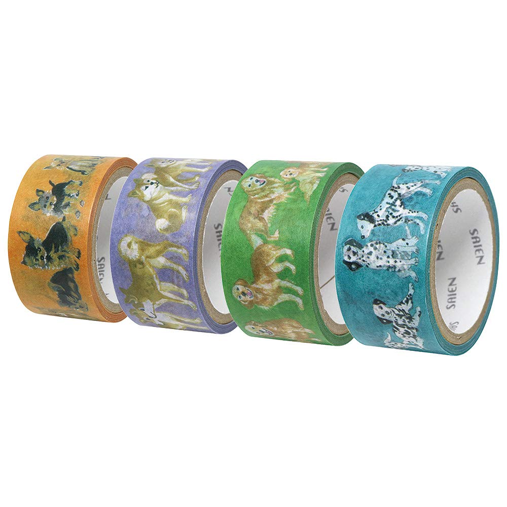

Kamiiso Sangyo Made in Japan Masking SAIEN Dog 2cm 4m Roll Tape, Series, 4-Piece Set, B, Wide,