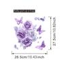 Elegant Purple Flowers and Butterfly Toilet and Wall Sticker Set Waterproof Self-Adhesive Decal for Bathroom WC Decoration
