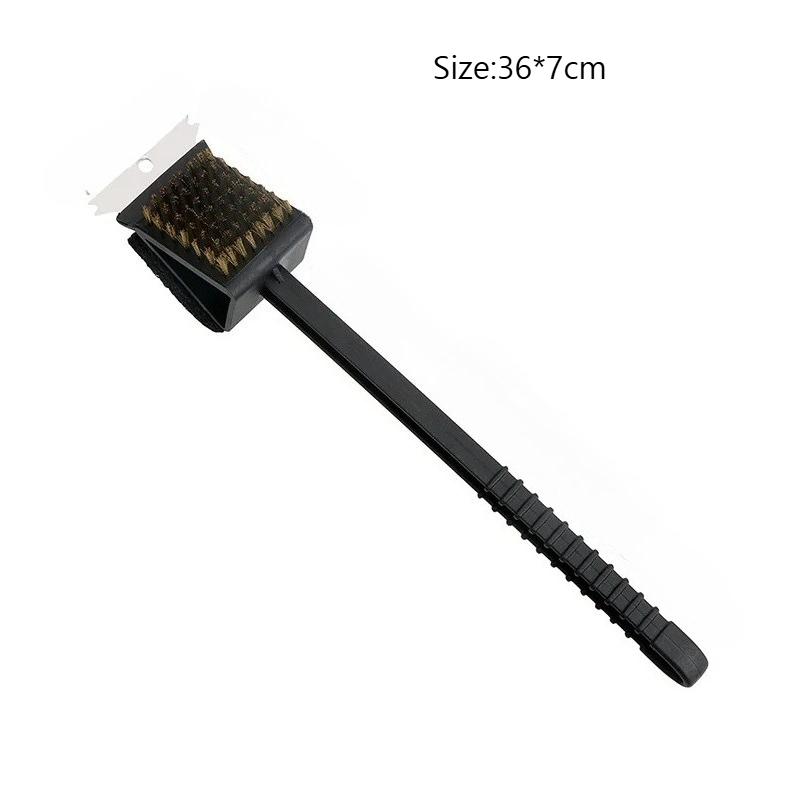 BBQ Cleaning Brush Copper Wire Sponge Shovel Barbecue Grill Oven Cleaning Long Handle 3 In 1 Corner Copper Wire Brush BBQ Tools