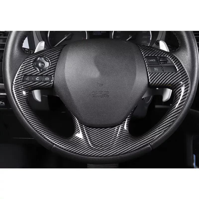 For Mitsubishi Outlander 2017 2018    ABS Carbon Fiber Styling Car Inner Steering Wheel Trim Cover Button Sticker