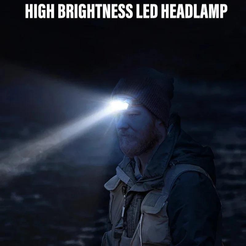 LED Multifunctional Strong Bald Light Wave Sensing Headlight Ultra Long Endurance Outdoor Emergency Lighting Work Light