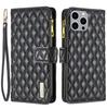 BINFEN COLOR BF Style-15 For iPhone 15 Pro Zipper Pocket Flip Case Wallet Phone Stand Shell Leather Cover