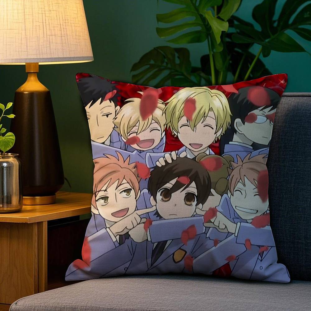 

O-Ouran High School Pillow Case Plush Fabric Soft Double Sided Print Sofa Cushion Cover Throw Pillow Covers 12x12Inch