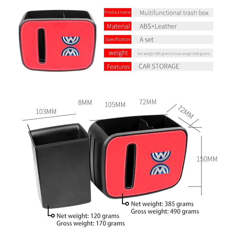 BRW1 VW GTI GOLF Car Interior High-quality Car Tissue Box Leather Storage Box For Volkswagen VW Tiguan Jetta Polo Golf Passat T-ROC T xg2