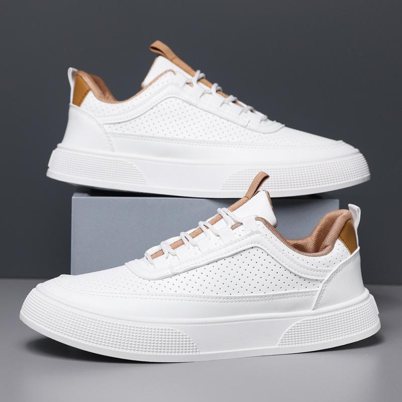 Nuove scarpe da uomo traspiranti di alta gamma per la primavera e l'estate, scarpe da ginnastica con plateau, tendenza, scarpe da skate, casual da uomo, antiscivolo, scarpe bianche