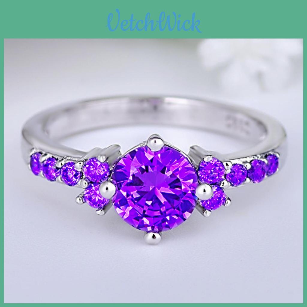 Elegant Purple Gemstone Ring For Women And Men Stylish Geometric Design