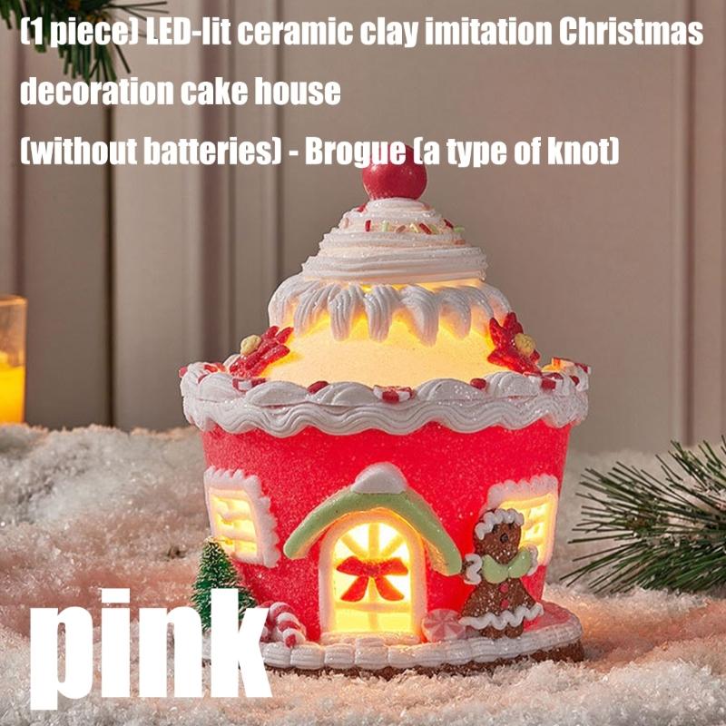 Glowing Ceramic Simulation Christmas House Decoration With LED Lights  Battery Powered Handmade Holiday Gift