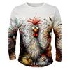 Funny 3D Chicken Print Men's Long Sleeve T-shirt New Autumn Oversized Pullover Hip Hop Punk Clothing Casual Fashion Top