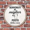 Vintage Welcome To The Best Home Round Metal Sign 8x8in Funny Bathroom Kitchen Bar Wall Decor Gift