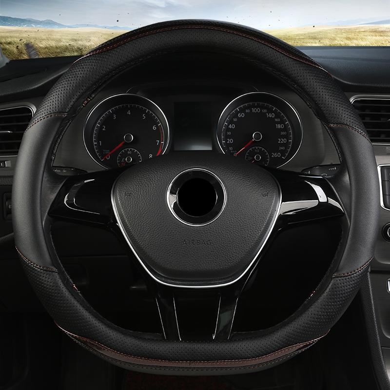 DERMAY Car Steering Wheel Cover PU Leather for VW Golf Polo Passat Bora Touran UP! Tiguan Jetta Beetle Teramont Auto
