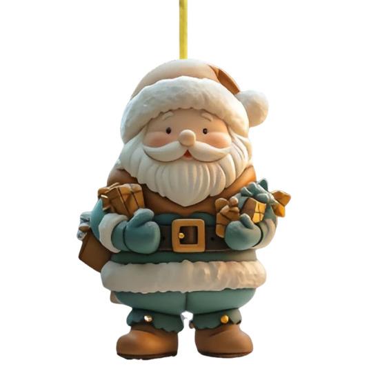Santa Claus Ornaments 2D Acrylic Cartoon Santa Pendant Christmas Tree Hanging Decoration for Holiday Tree Home Decor