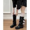 Niche Retro Pleated Thick-soled Stacking Boots Women's Medium Boots Pant Tube Boots Knight Boots Western Boots
