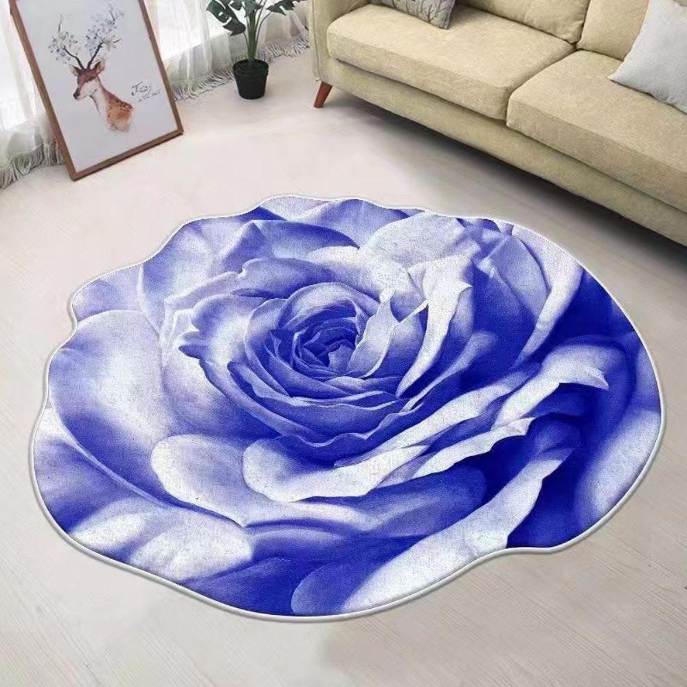 

Rose Flower Carpet Anti-skid Door Gasket New Blanket Pink-60x60cm