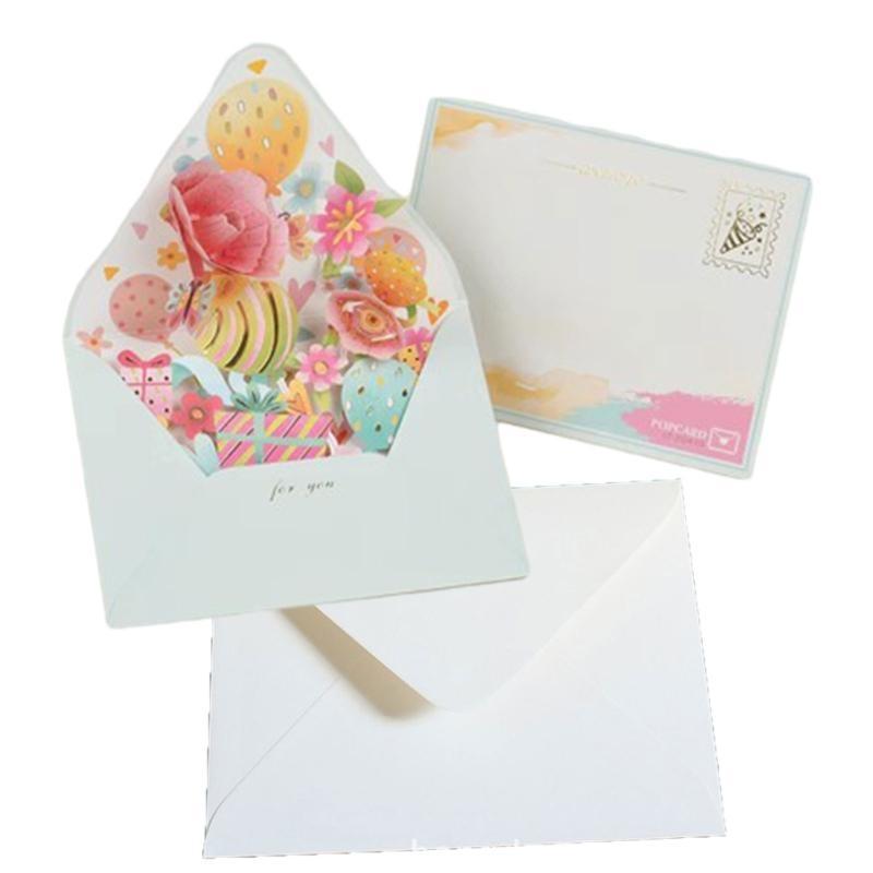 3D Flower Greeting Card Unique Exquisite Designs for Birthday,Thank You,Christmas,New Year with Envelope Message Card