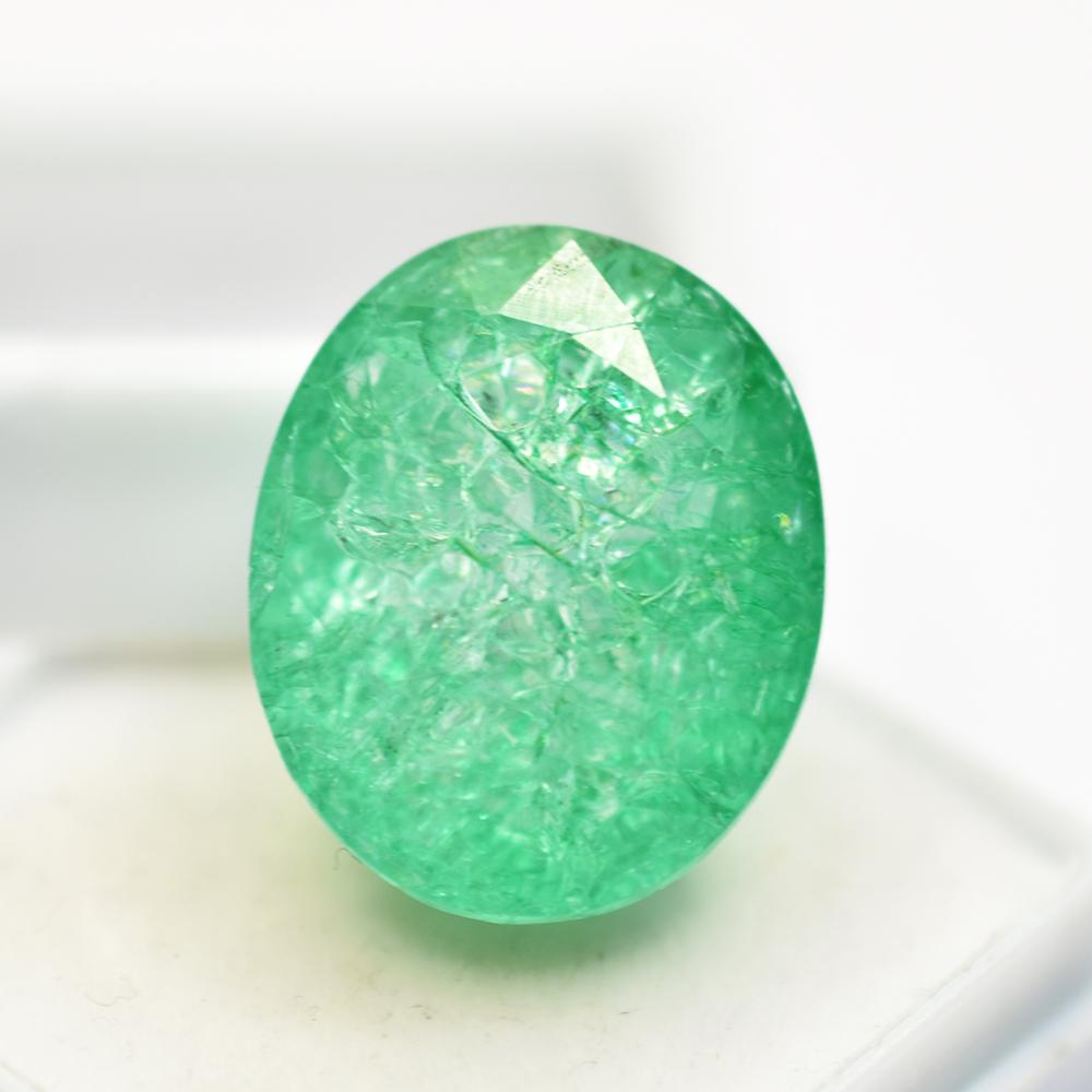 Natural Green Emerald Loose Gemstone High- Quality Oval Cut 18.6x15.3 for Jewelry Making and Crafts