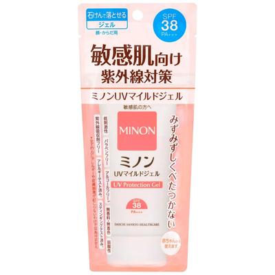 MINON UV Mild Gel Hauptprodukt 70g Sonnenschutzpflege Empfindliche Haut SPF38 PA+++ Duftstofffrei Farbstofffrei Schwach sauer Parabenfrei Alkoholfrei Gering