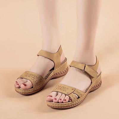 Summer Women's Sandals Wedge Hook&loop Ladies Flats Shoes Sewing Platform Female Open Toe Casual Sandals Plus Size Woman Shoes