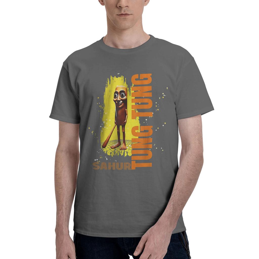 Humor Gen Z Tung Tung Tung Sahur T Shirt Men Cotton Vintage T-Shirts Round Neck  Tee Shirt Short Sleeve Clothes Plus Size