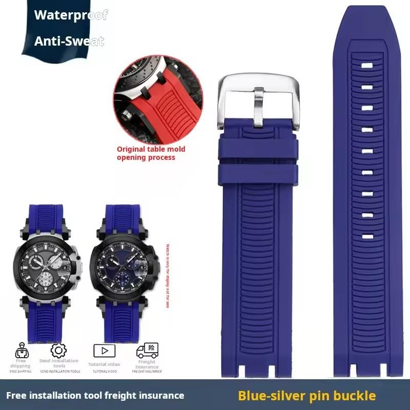 Sports Silicone Rubber For Tissot Racing T115417A Series Special Double Notch Watch Strap T115.427 Men's Watch Chain Watchband