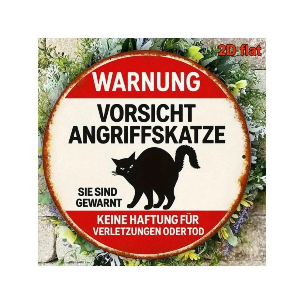Retro Metal Wall Art Sign Cat Warning Decor