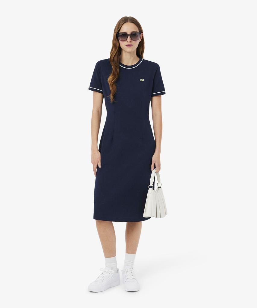 LACOSTE Women'S Piping Detail T-Shirt Dress Ef9855-56G 3Ui
