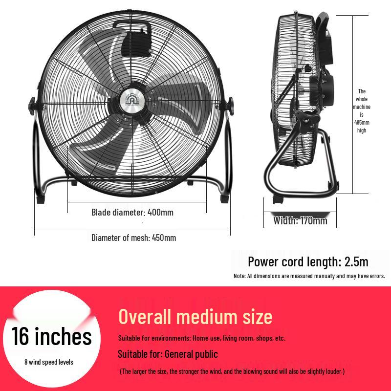 High-Power Industrial Floor Fan for Home and Site Use – Large Air Volume