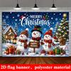 1Pcs Three Snowmen Snow Cabin Reindeer Decoration Background Winter Backdrop For Photo Studio Photo Booth Party