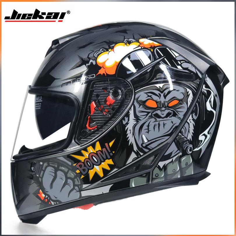 Electric Vehicle Bicycle Helmet Men's and Women's Full Helmet Full Cover Type Personalized Four-season Double Lens Warm Anti-fog Cap