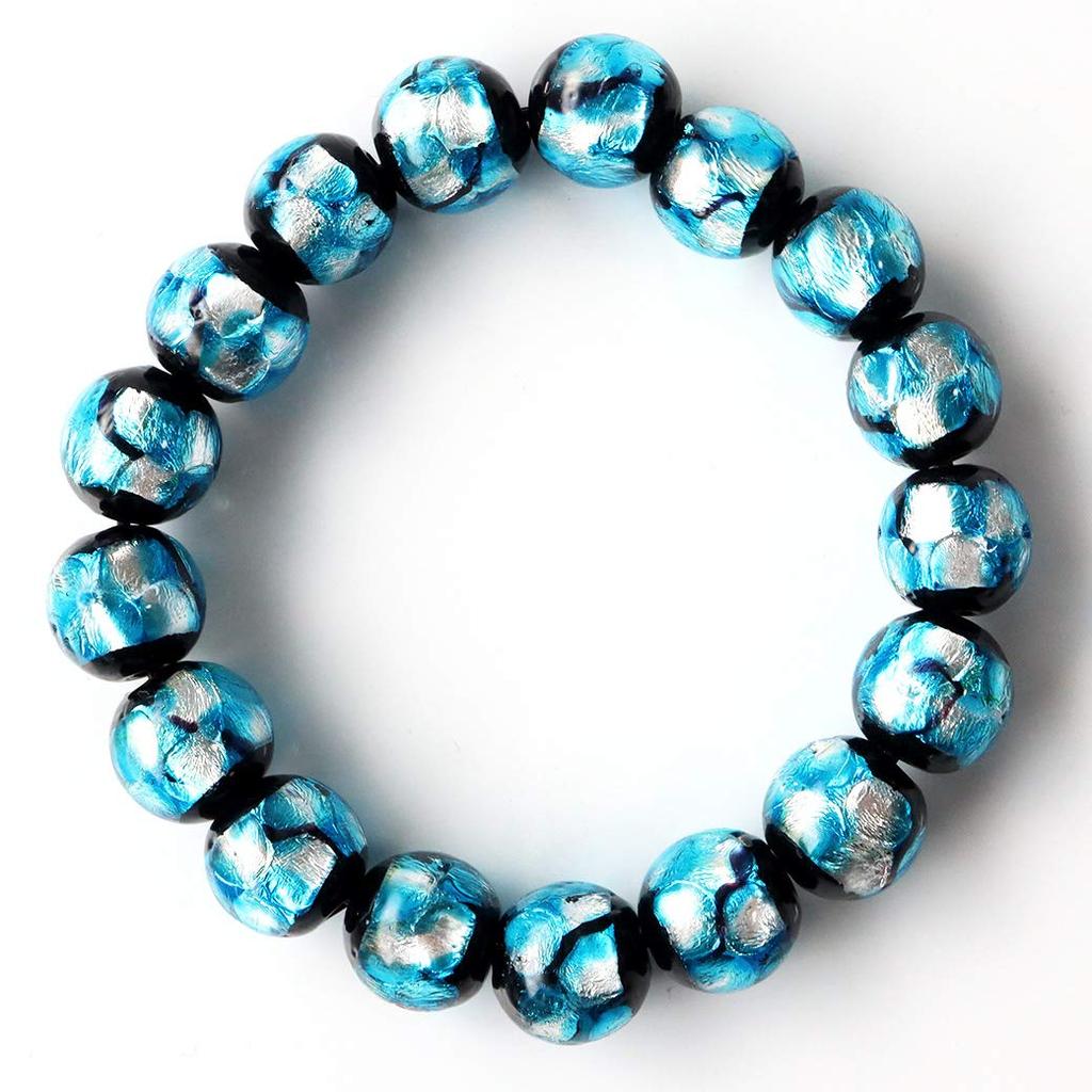 Firefly Glass Bracelet 12mm Light Blue Light Blue Dragonfly Ball Okinawa Souvenir [GOLD STONE]