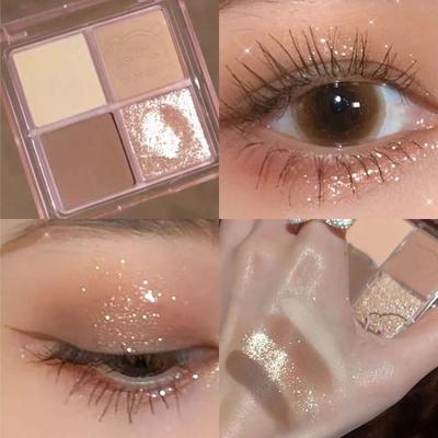 Čtyřbarevný tác na oční stíny Earth Matte Pearl glitter Neodstraňovač Trvalý voděodolný melír Rozjasňující All-in-one Konturovací tác Studentský make-up