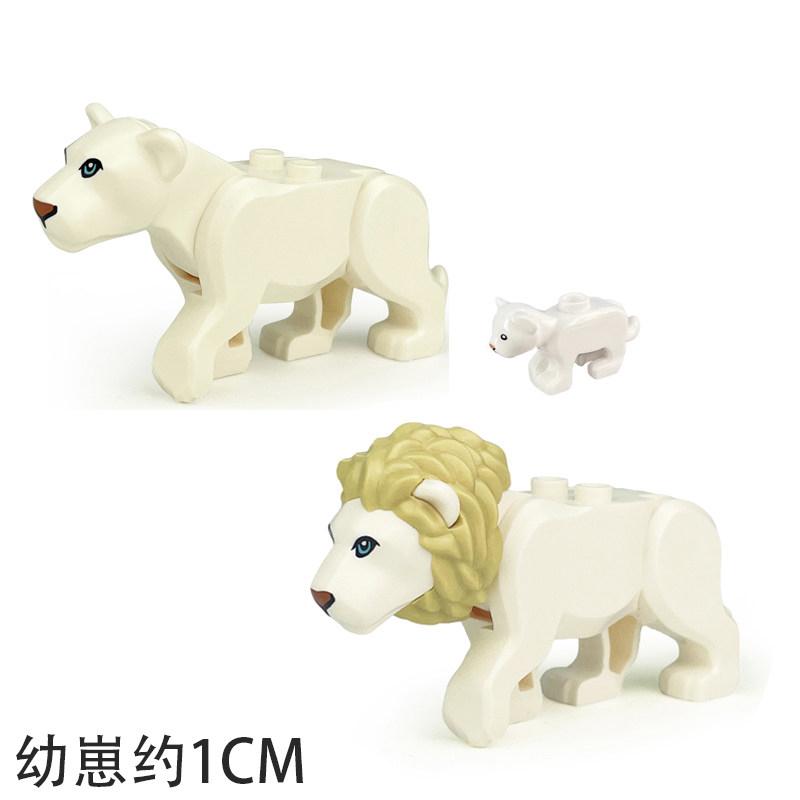 MOC Zoo Animals Building Blocks African Elephant Camel Deer Wolf Crocodile Tiger Lion Sheep Warhorse Mini Brick Kid Toy Gift S06