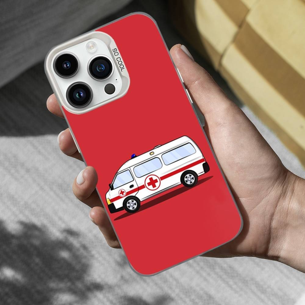 

Ambulance EMT EMS Phone Case For iPhone 16,15,14,13,12,11,Mini,Pro,SE,MAX White Matte Shockproof Cover iphone14plus