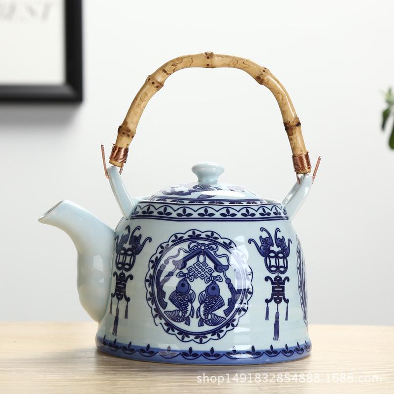 Large Capacity Ceramics High Temperature Resistant 800ML with Filter Ceramic Kettle Teapot Flower Pattern A Variety of Styles