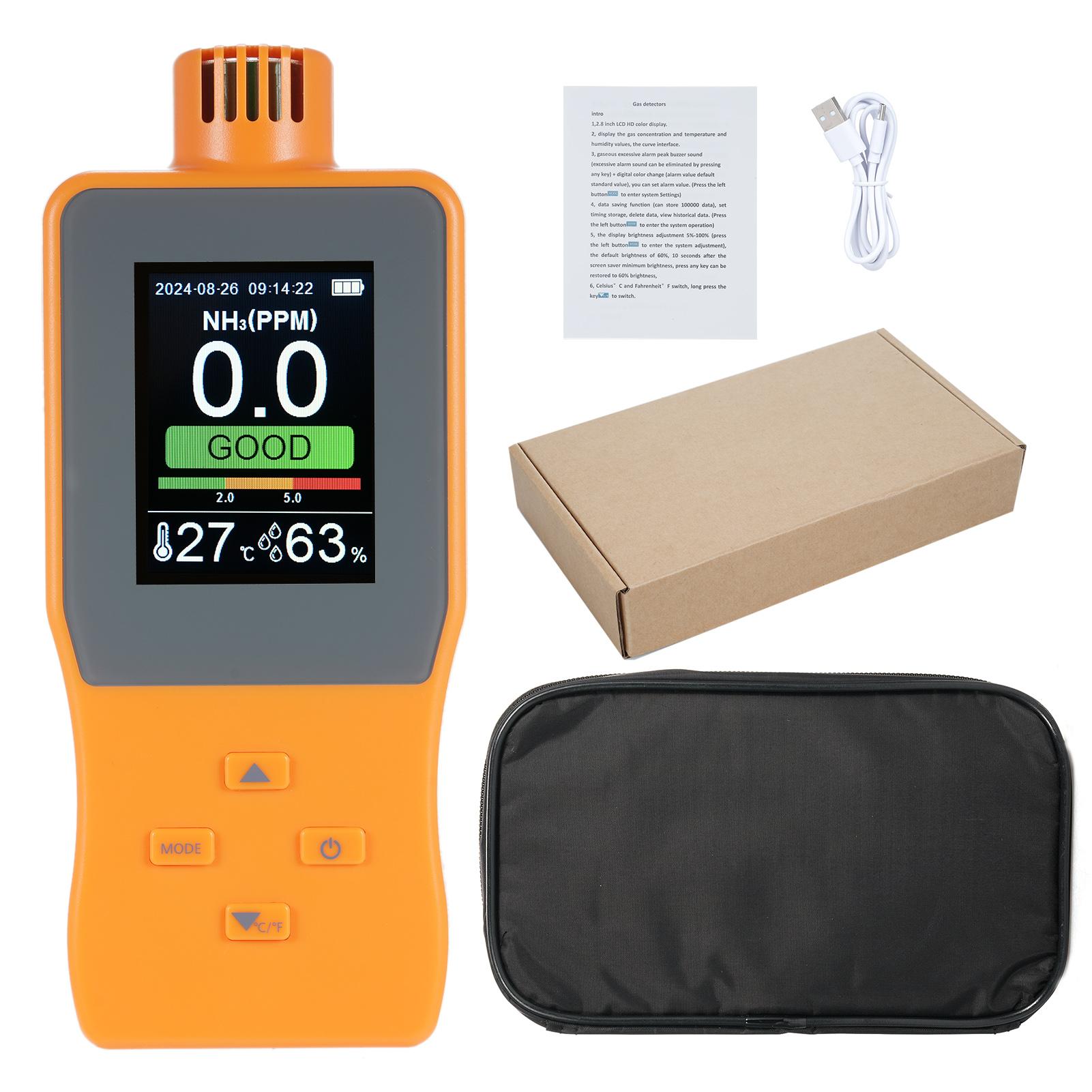 

Ручной детектор аммиака 0~100 PPM Цифровой тестер газа NH3 с ЖК-дисплеем Температура( по Фаренгейту по Цельсию ) оранжевый