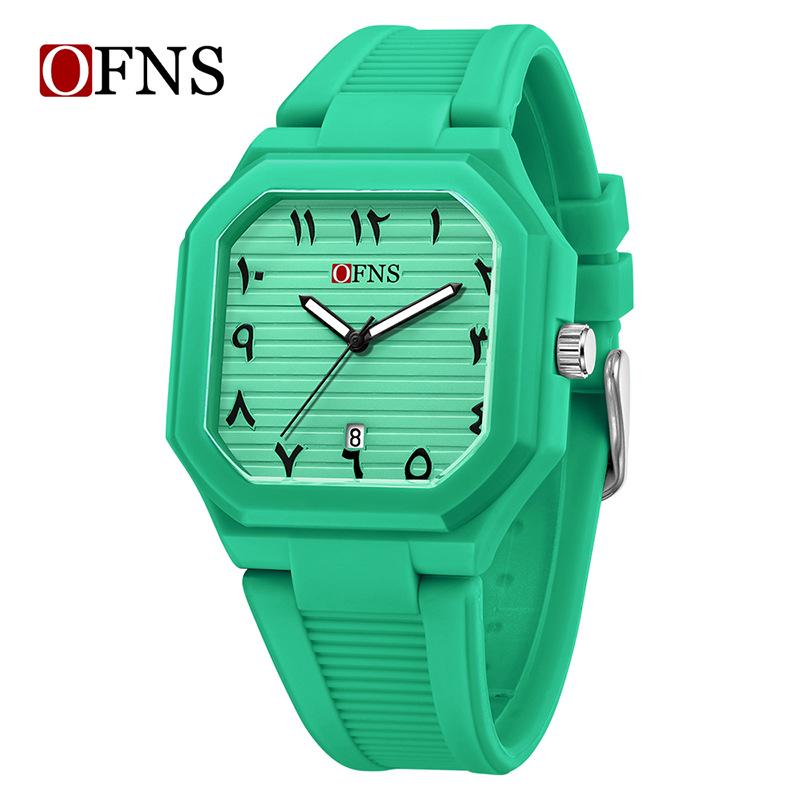 OFNS Quartz Watch: Student Style, Calendar, Square Dial, Arabic Numerals, Luminous, Waterproof, Middle Eastern Bestseller