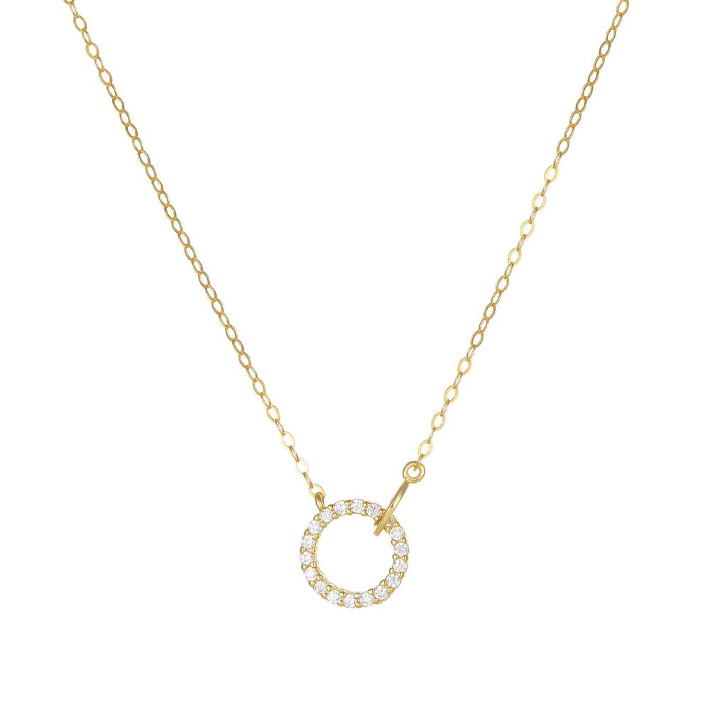 18K Gold-Plated Sterling Silver Interlocking Ring Necklace, Simple & Versatile Design, Elegant Clavicle Chain.