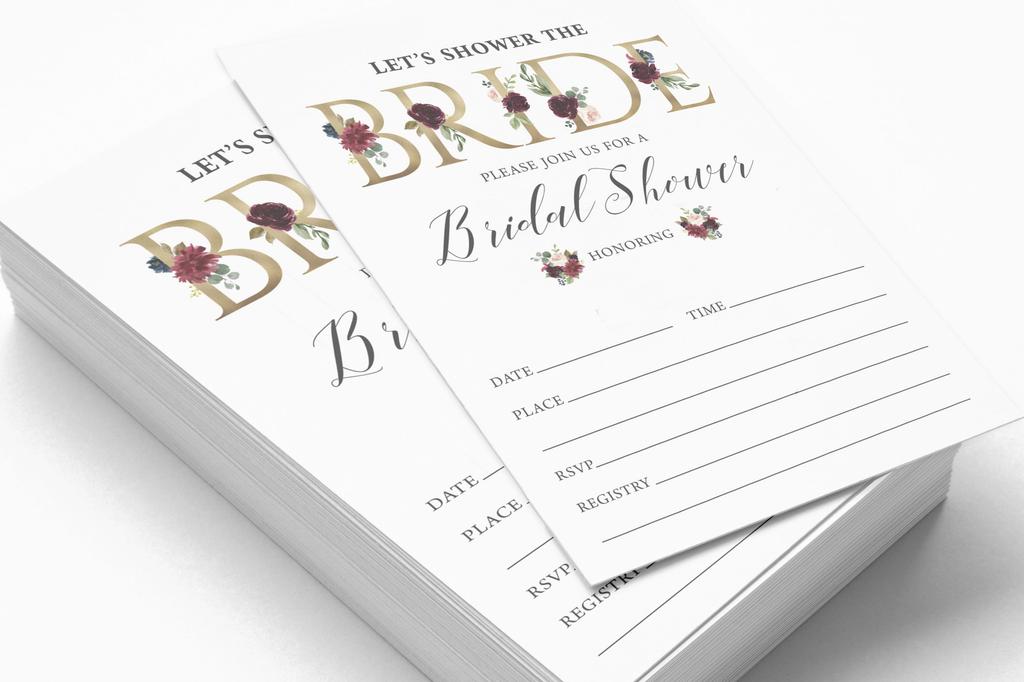 Inkdotpot 30 Bridal Shower InvitationsA  FloralA  Wedding Fill-In Style Invites Blank