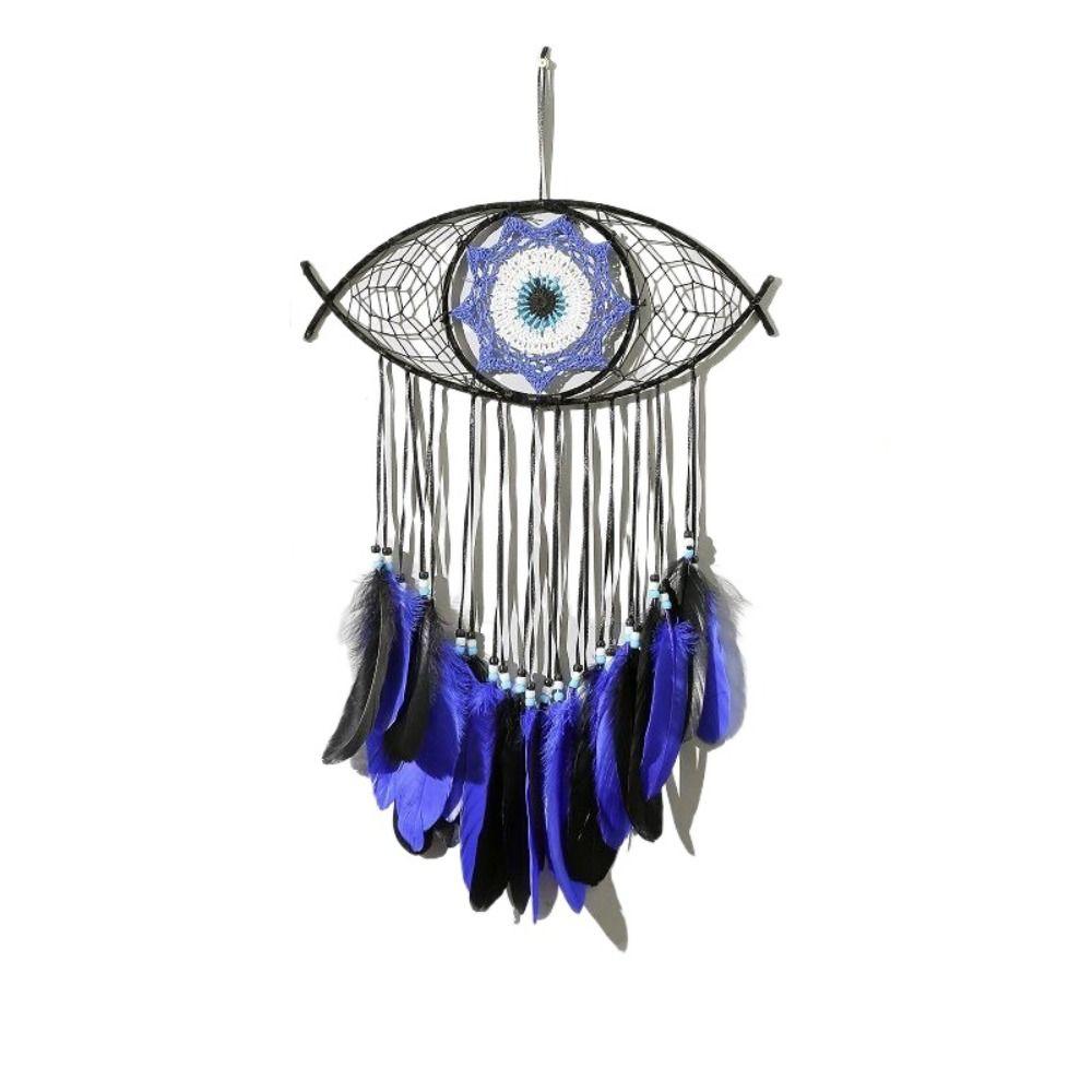 

Настенный декор Ловец снов ручной работы Креативный забавный кулон «Сглаз» Синее перо Макраме Настенное панно Спальня