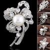 New Bouquet Rhinestone Bridal Pin Silver Crystal Brooch Pearl Brooches Flower