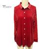 Soft Breathable Shirt Women Button-Down Lapel Long Sleeve Tops Solid Color Glitter Loose Fit Shiny Sequins Velvet Cocktail Party Wear Sweat-absorbent