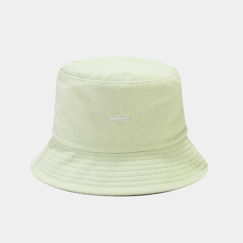 Korean Version of the New Towel Material Bucket Hat Symbol Embroidery Internet Celebrity Foldable Basin Hat Spring and Autumn Outdoor Visor Hat Chil