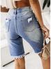 Plus Size Mid-Waist Elastic Denim Shorts: Summer Thin, Mid-Length, Five-Point Style