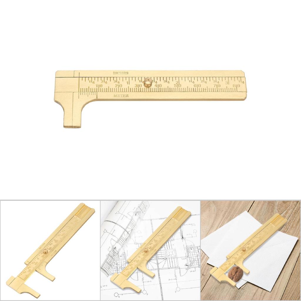 Double Scale Vernier Caliper Portable Brass Sliding Caliper Gauge Ruler Measuring Tool (80mm)