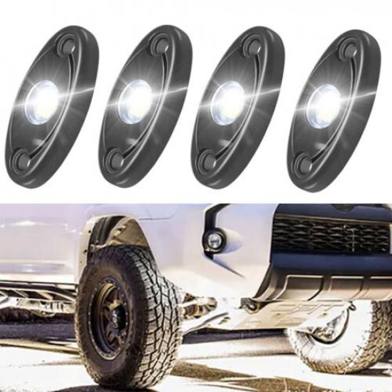 4X White LED Rock Lights Underbody Wheel Light For JEEP Offroad Truck UTV ATV