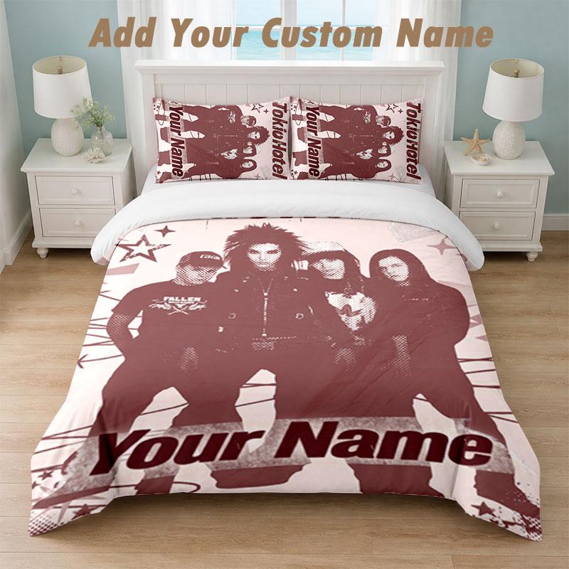 Bedding Set 1 Duvet Cover 2 Pillowcases Tokio Hotel Print Soft Bed Linen Bedroom Decor