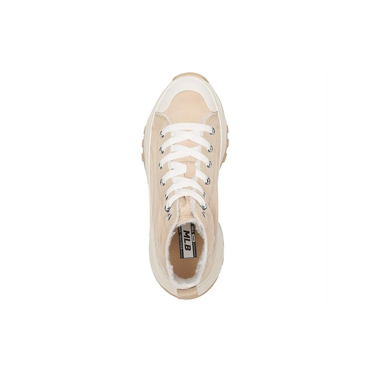 MLB Chunky High Trendy Retro Versatile Non-Slip Durable High-Top Canvas Shoes Unisex Sneakers Beige 3ASHU4216-50BGS
