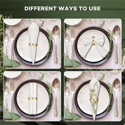 ABWR-20 Pieces Gold Napkin Rings Metal Napkin Ring Holders Modern Design Ring Holder Metal Semicircle Serviette Buckles