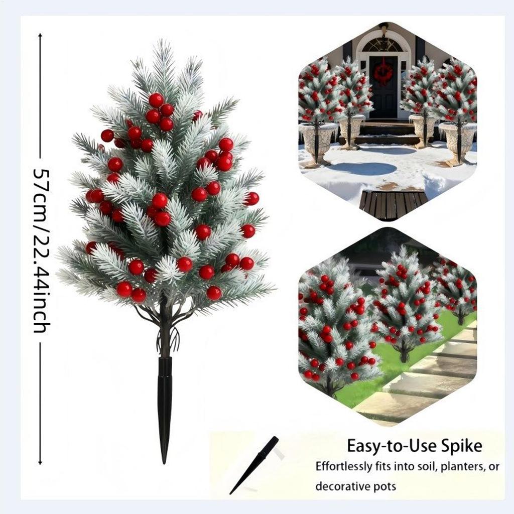 22,4 inch Cederboom Realistische Kerstversieringen met Paal Nep Buitenbomen Voordeurdecoratie voor Tuin Gazon Patio Veranda