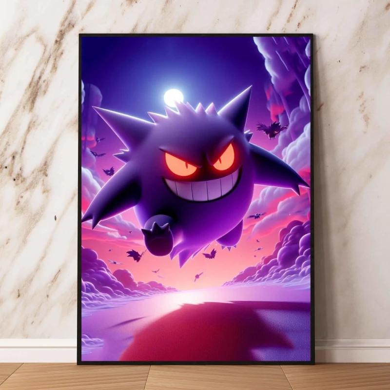 Gengar Themed Room Decor Painting Fantasy Dark Style Hd Canvas Poster Print High Quality Artwork for Pokemon Enthusiasts